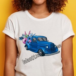 Vintage Blue Truck-HTV Iron on Ready to Press Transfer Sheet- SHIRT NOT INCLUDED